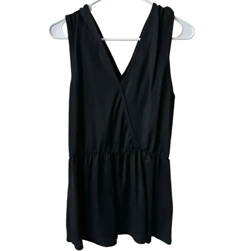 Primark Black Sleeveless Ruched Center Shirt NWT XS Business Casual‎ Top